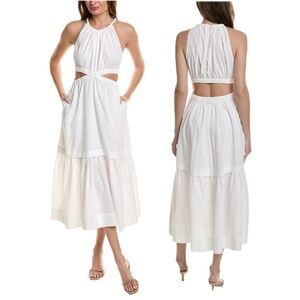 A.L.C. | Elegant Summer Whitney Cut Out Waist Midi Dress in White | Size 10